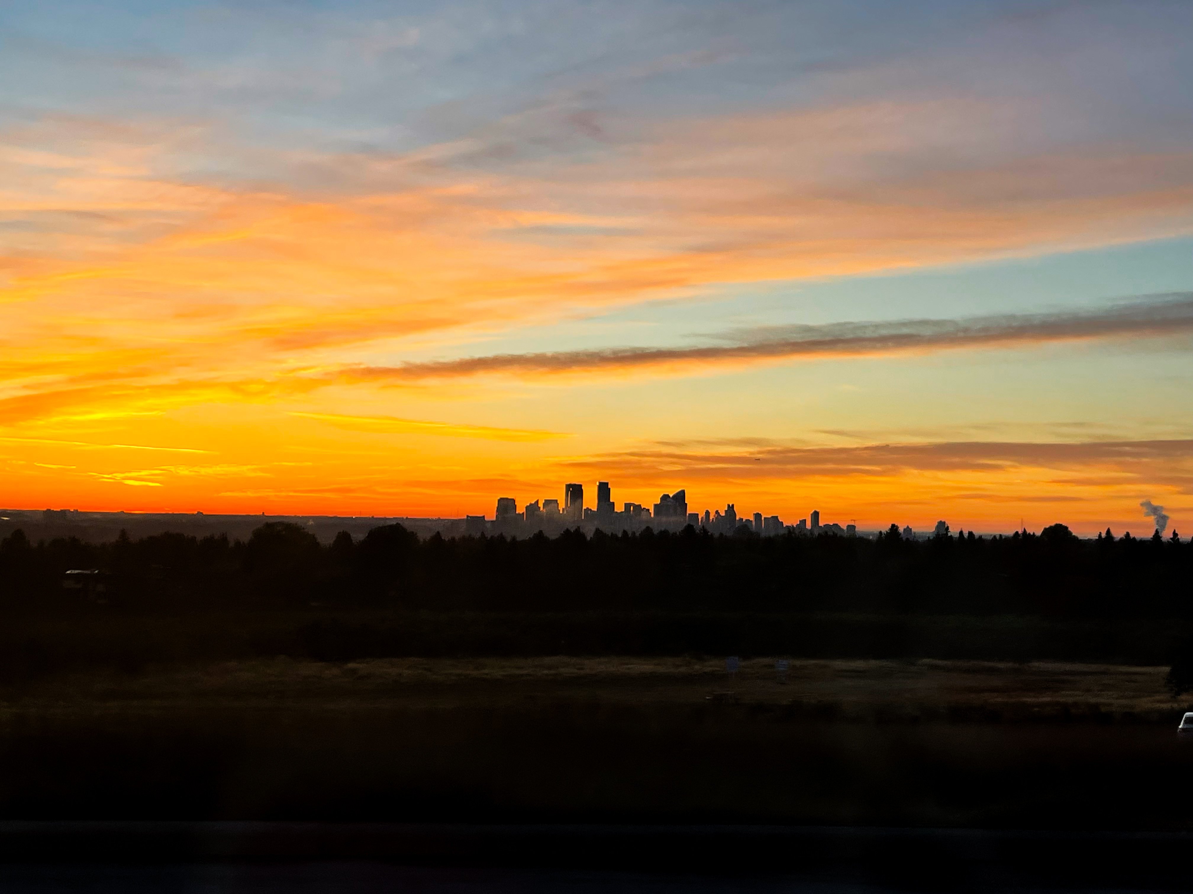 Calgary skyline at sunset